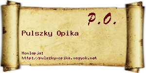 Pulszky Opika névjegykártya